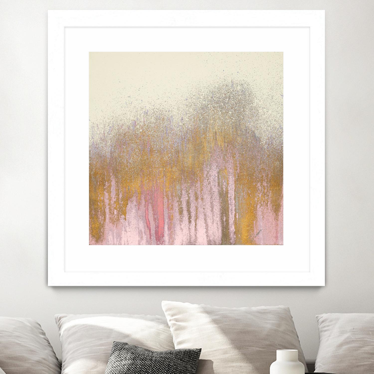 Pink Woods with Gold by Roberto Gonzalez on GIANT ART - pink,gold abstract