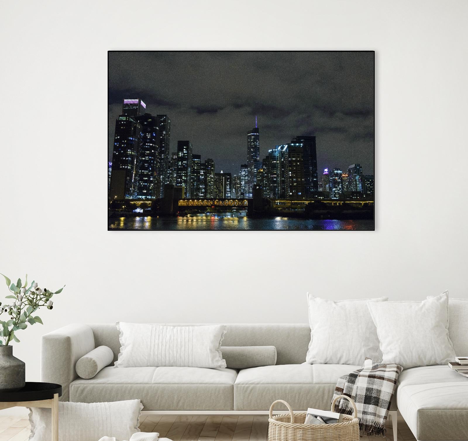 Nightscape by Nancy Crowell on GIANT ART - yellow city scene