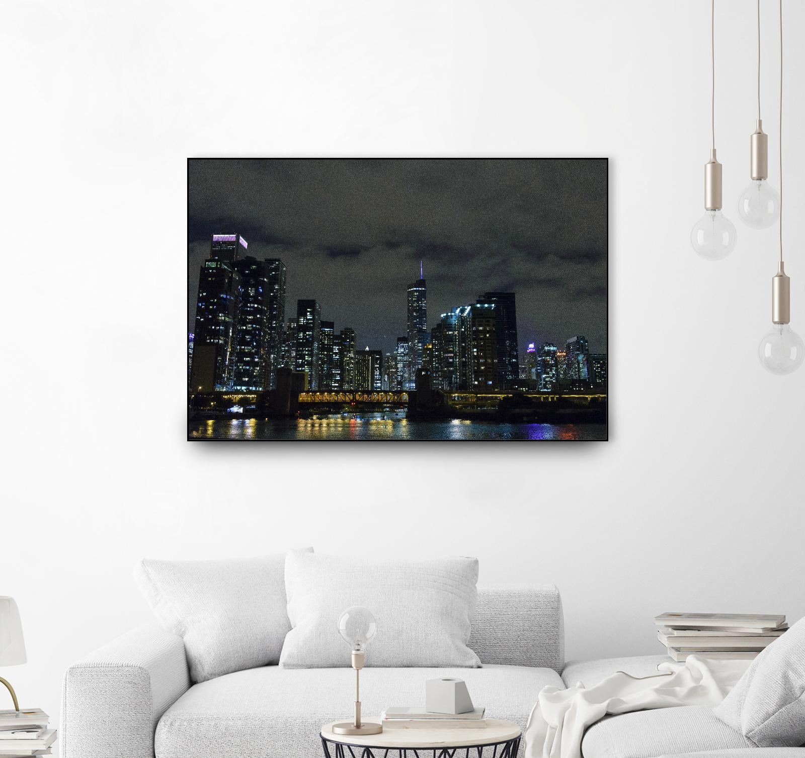 Nightscape by Nancy Crowell on GIANT ART - yellow city scene