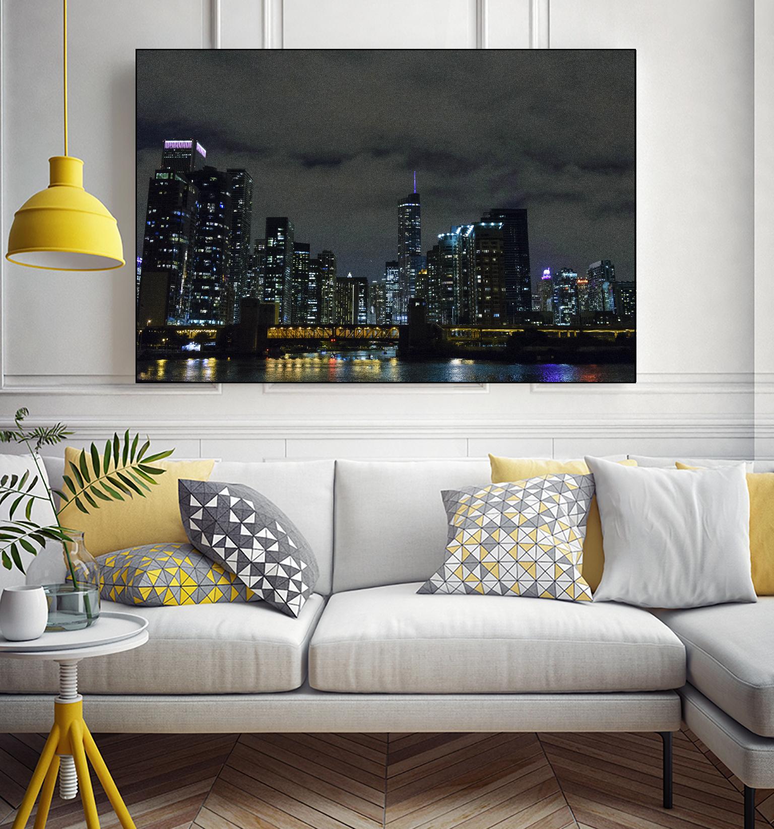 Nightscape by Nancy Crowell on GIANT ART - yellow city scene
