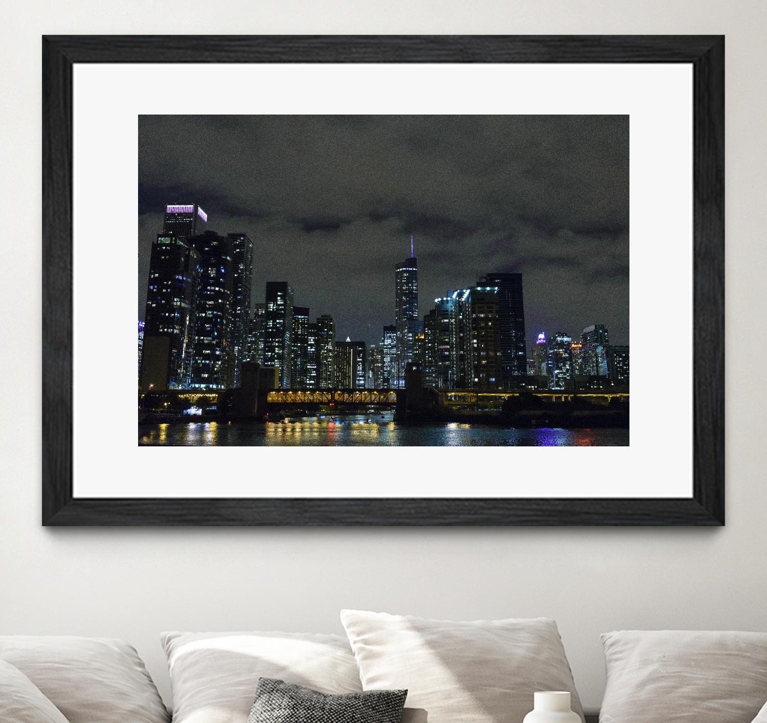 Nightscape by Nancy Crowell on GIANT ART - yellow city scene