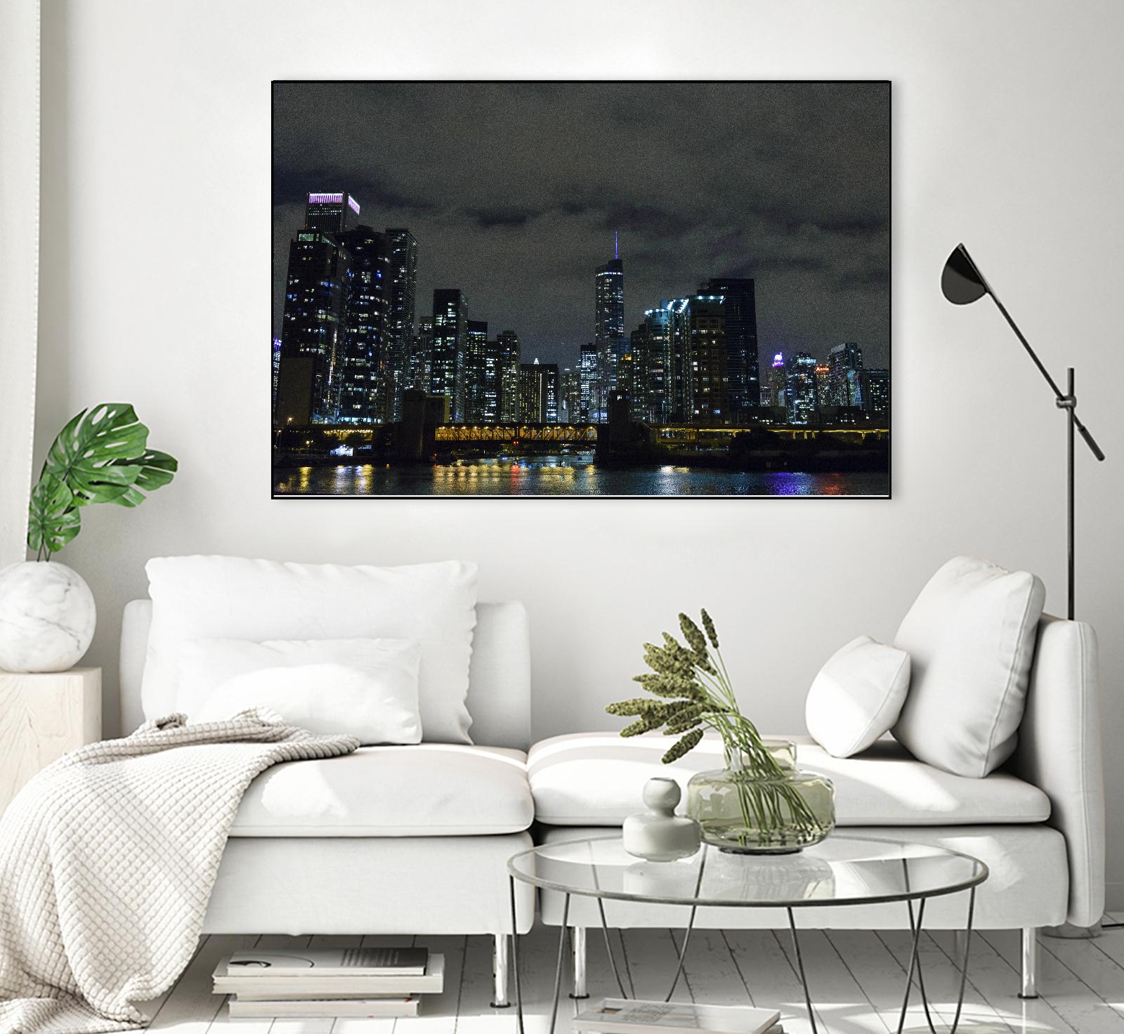 Nightscape by Nancy Crowell on GIANT ART - yellow city scene