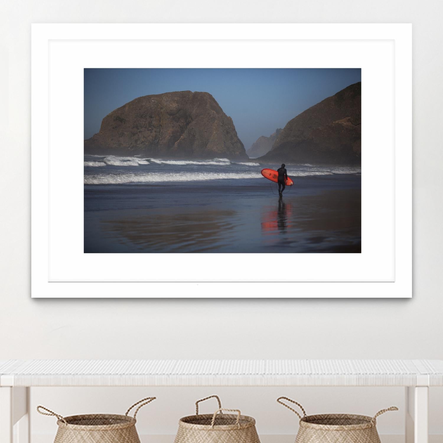 Cannon Beach in the Mist by Aaron Matheson on GIANT ART - blue sea scene