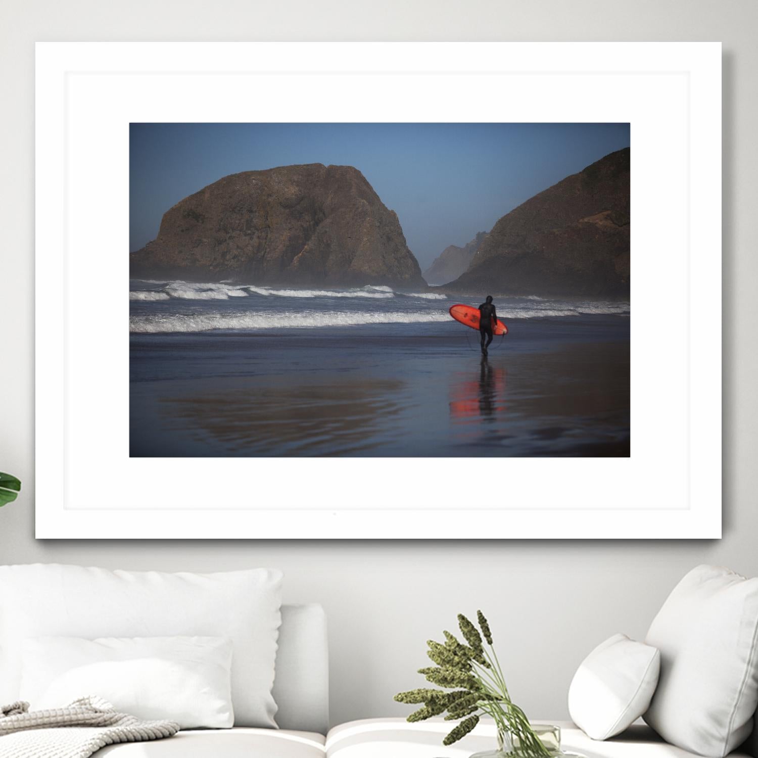 Cannon Beach in the Mist by Aaron Matheson on GIANT ART - blue sea scene