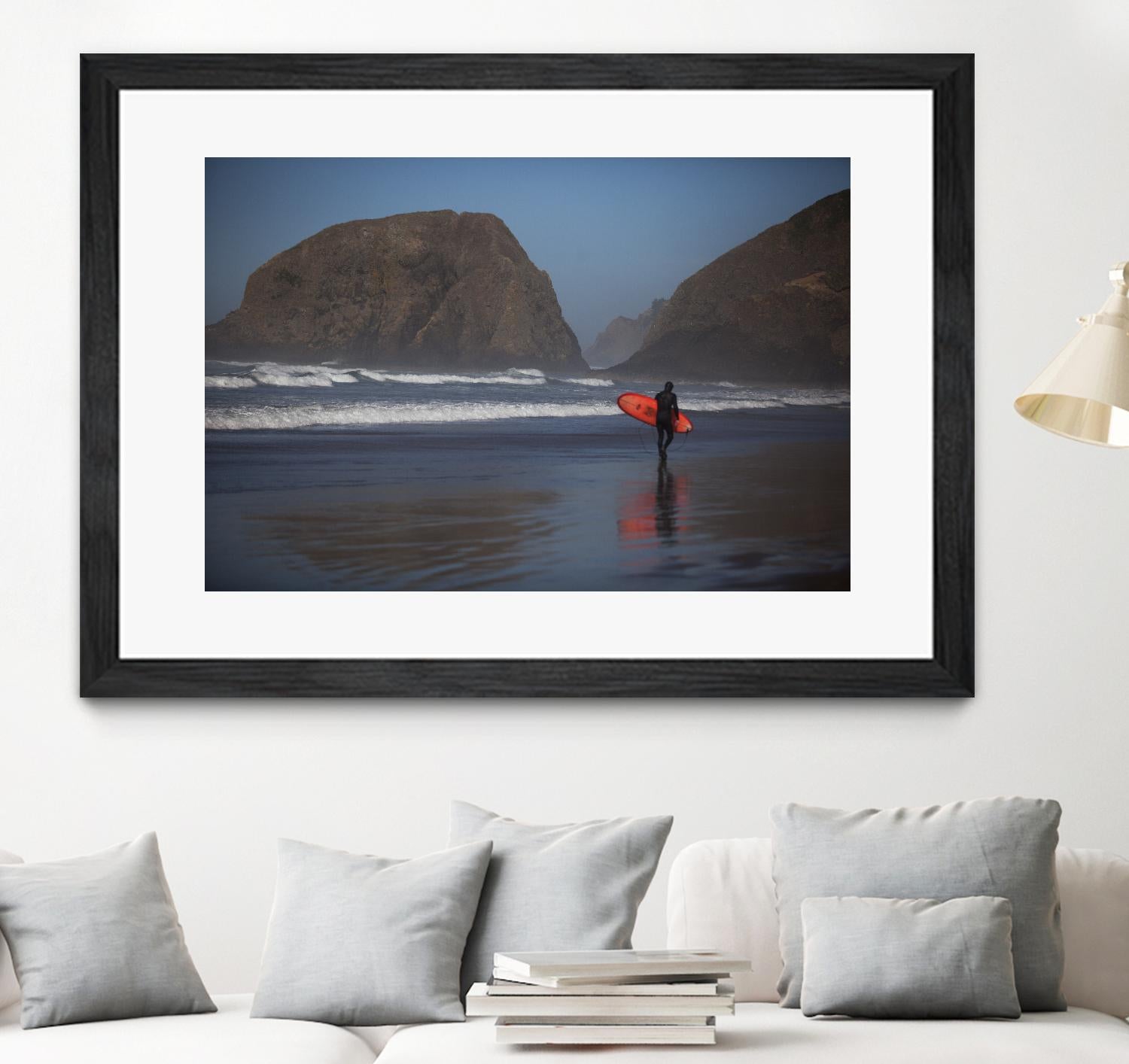 Cannon Beach in the Mist by Aaron Matheson on GIANT ART - blue sea scene