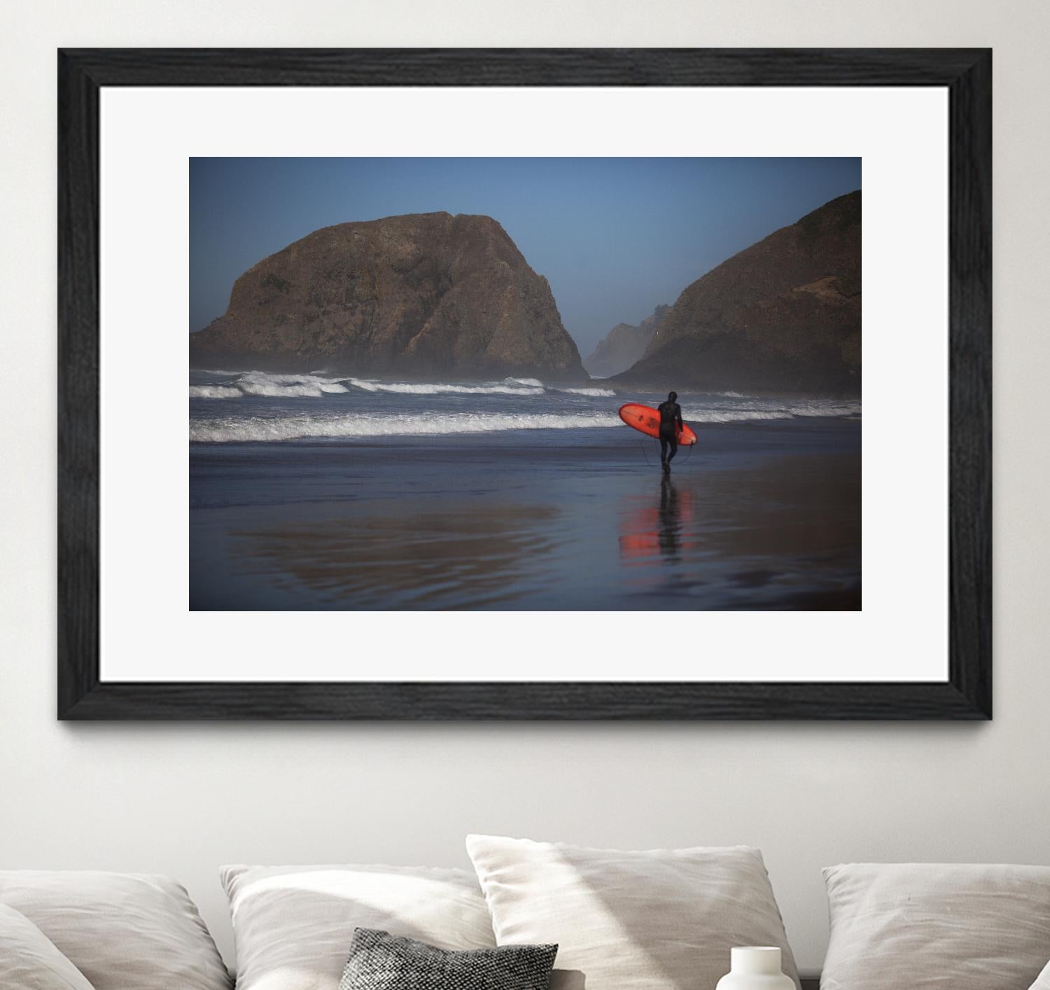 Cannon Beach in the Mist by Aaron Matheson on GIANT ART - blue sea scene