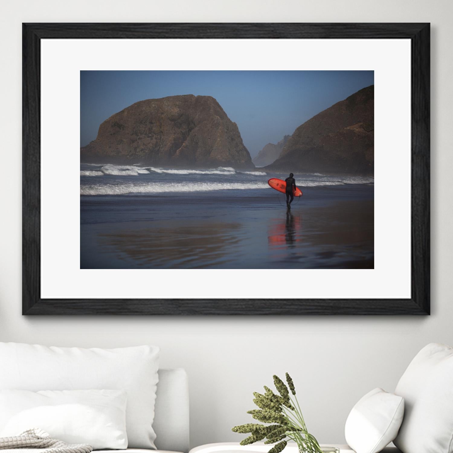 Cannon Beach in the Mist by Aaron Matheson on GIANT ART - blue sea scene