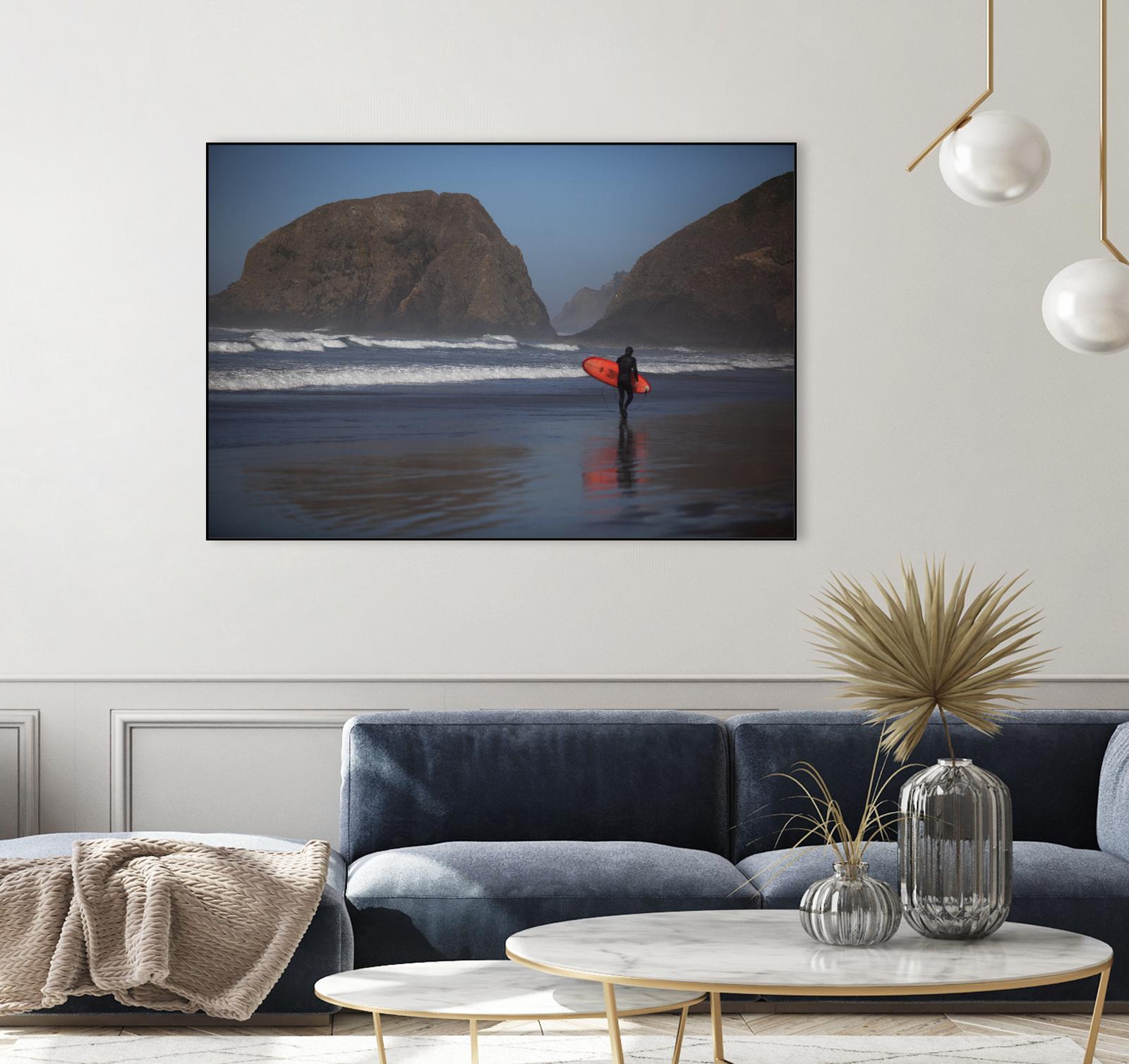Cannon Beach in the Mist by Aaron Matheson on GIANT ART - blue sea scene