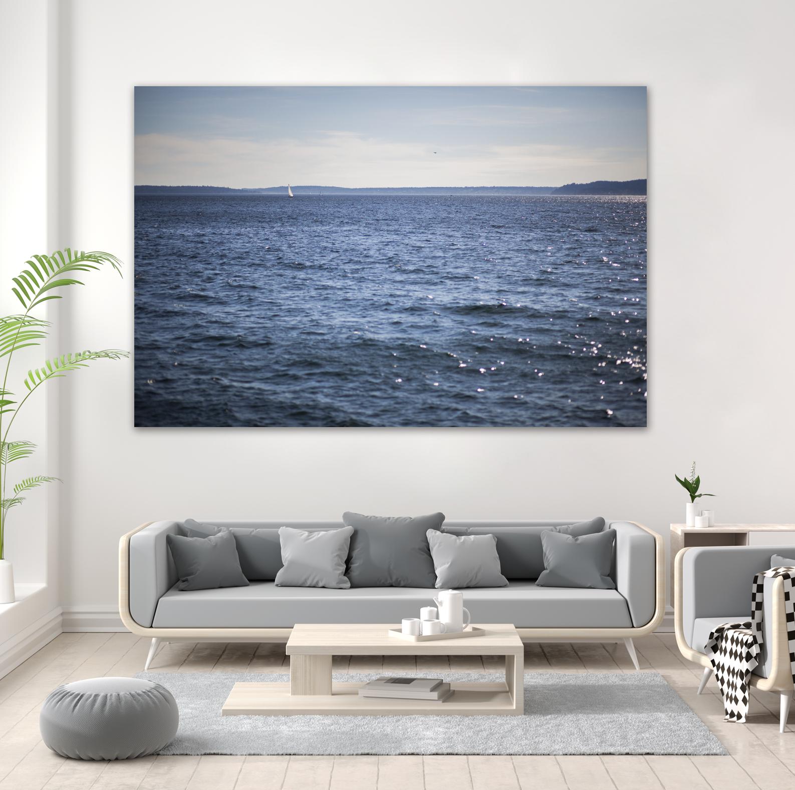 Lone Sailer by Aaron Matheson on GIANT ART - beige sea scene