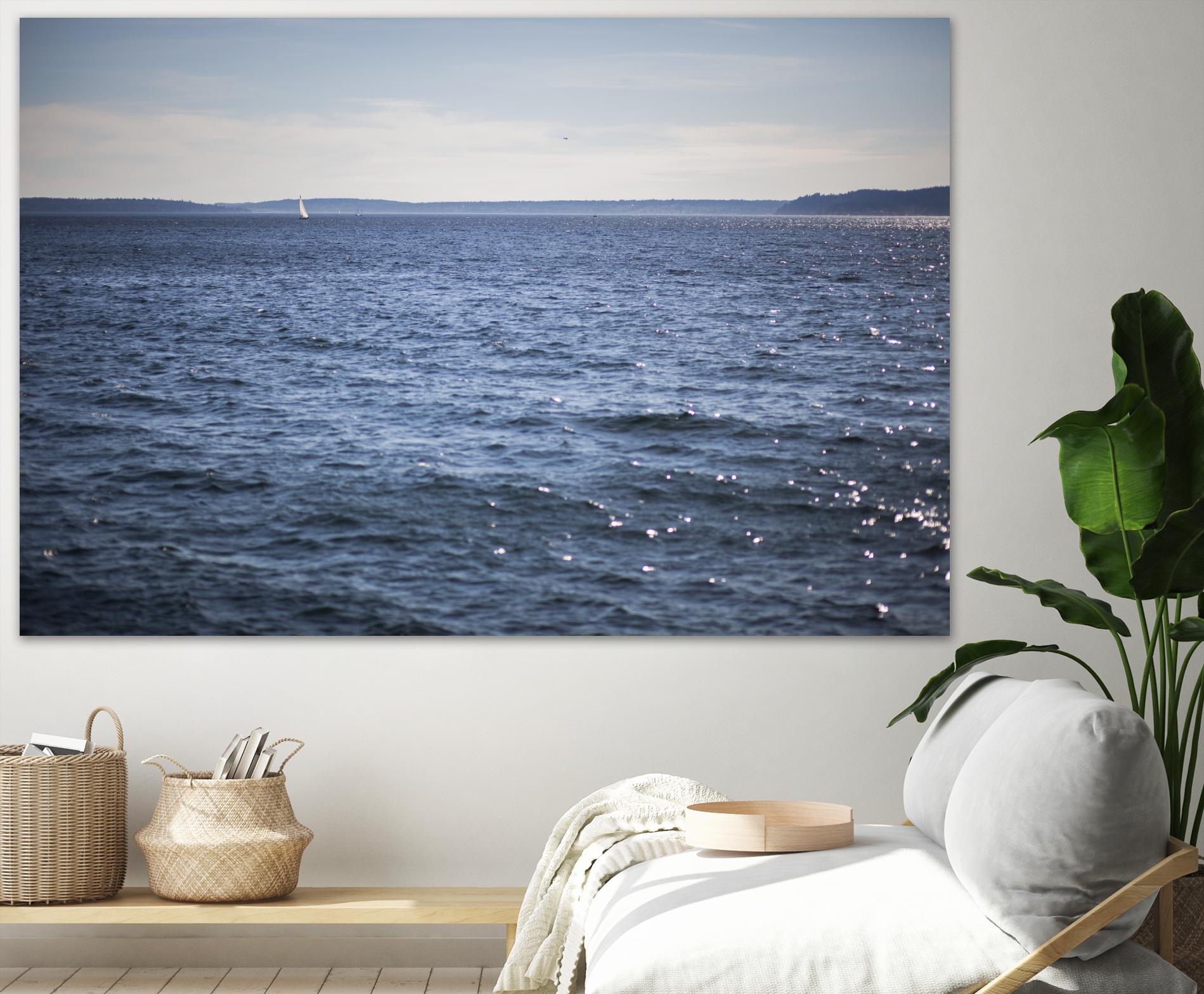 Lone Sailer by Aaron Matheson on GIANT ART - beige sea scene