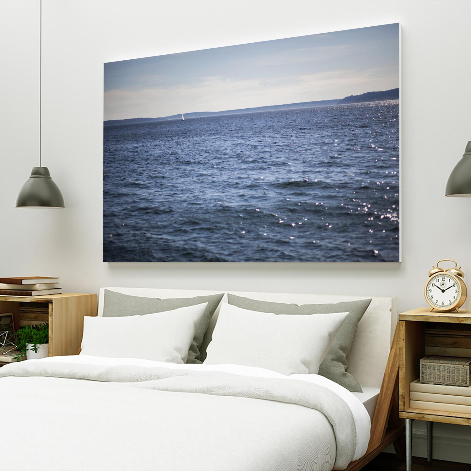 Lone Sailer by Aaron Matheson on GIANT ART - beige sea scene