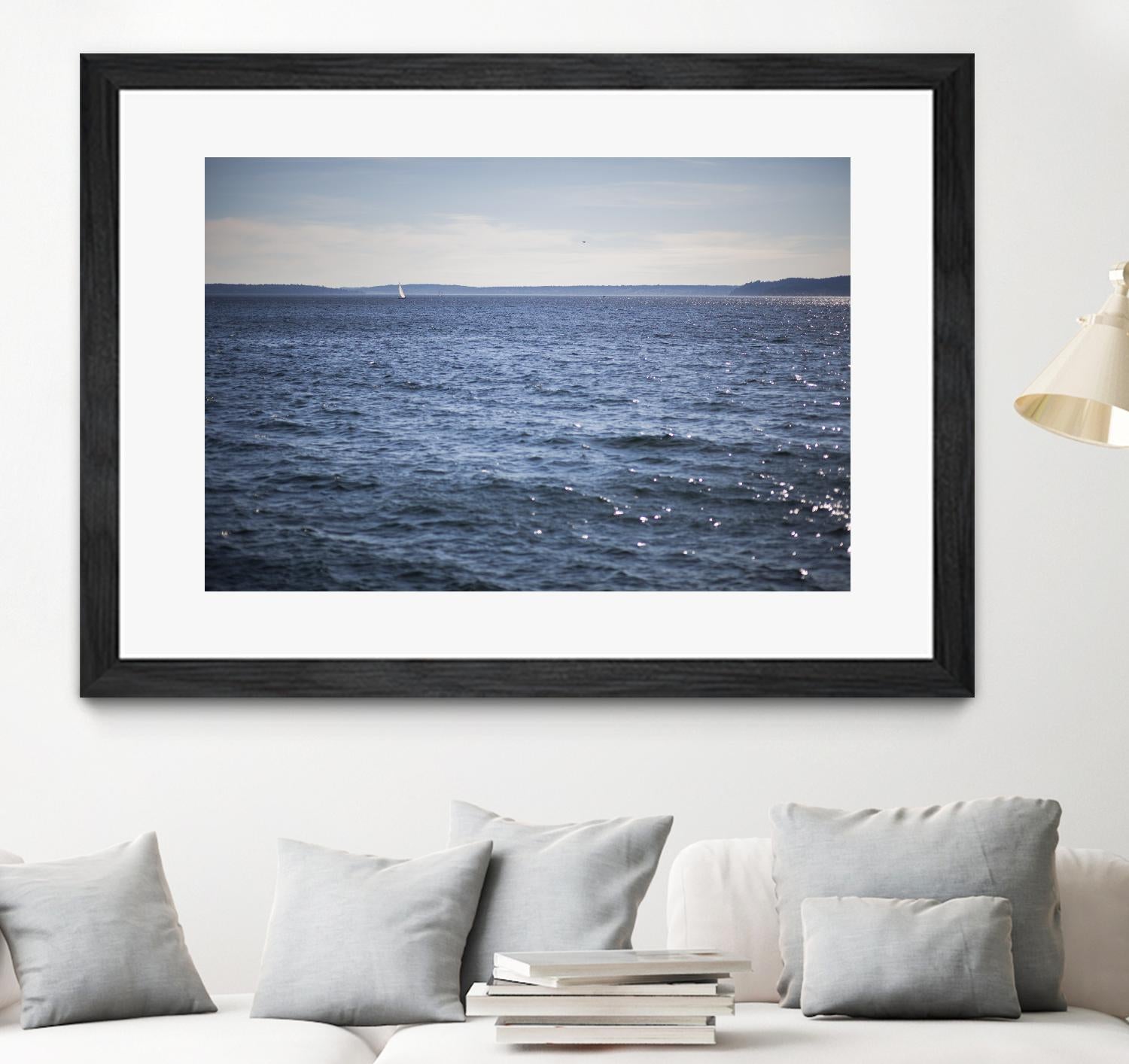 Lone Sailer by Aaron Matheson on GIANT ART - beige sea scene