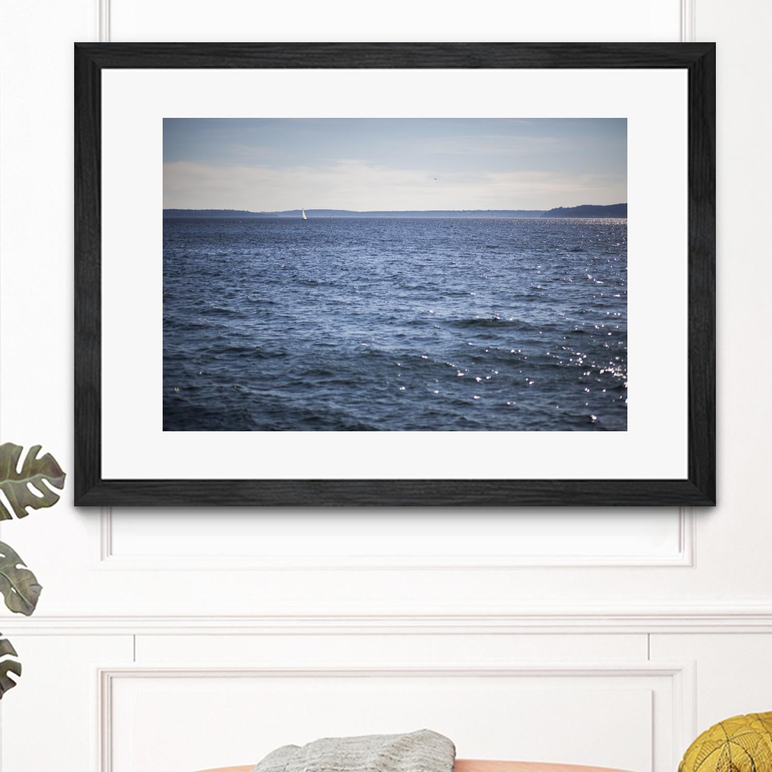 Lone Sailer by Aaron Matheson on GIANT ART - beige sea scene