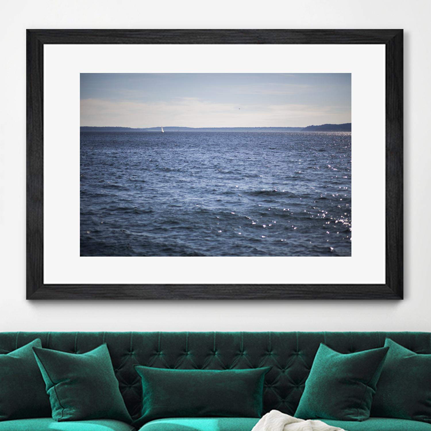 Lone Sailer by Aaron Matheson on GIANT ART - beige sea scene