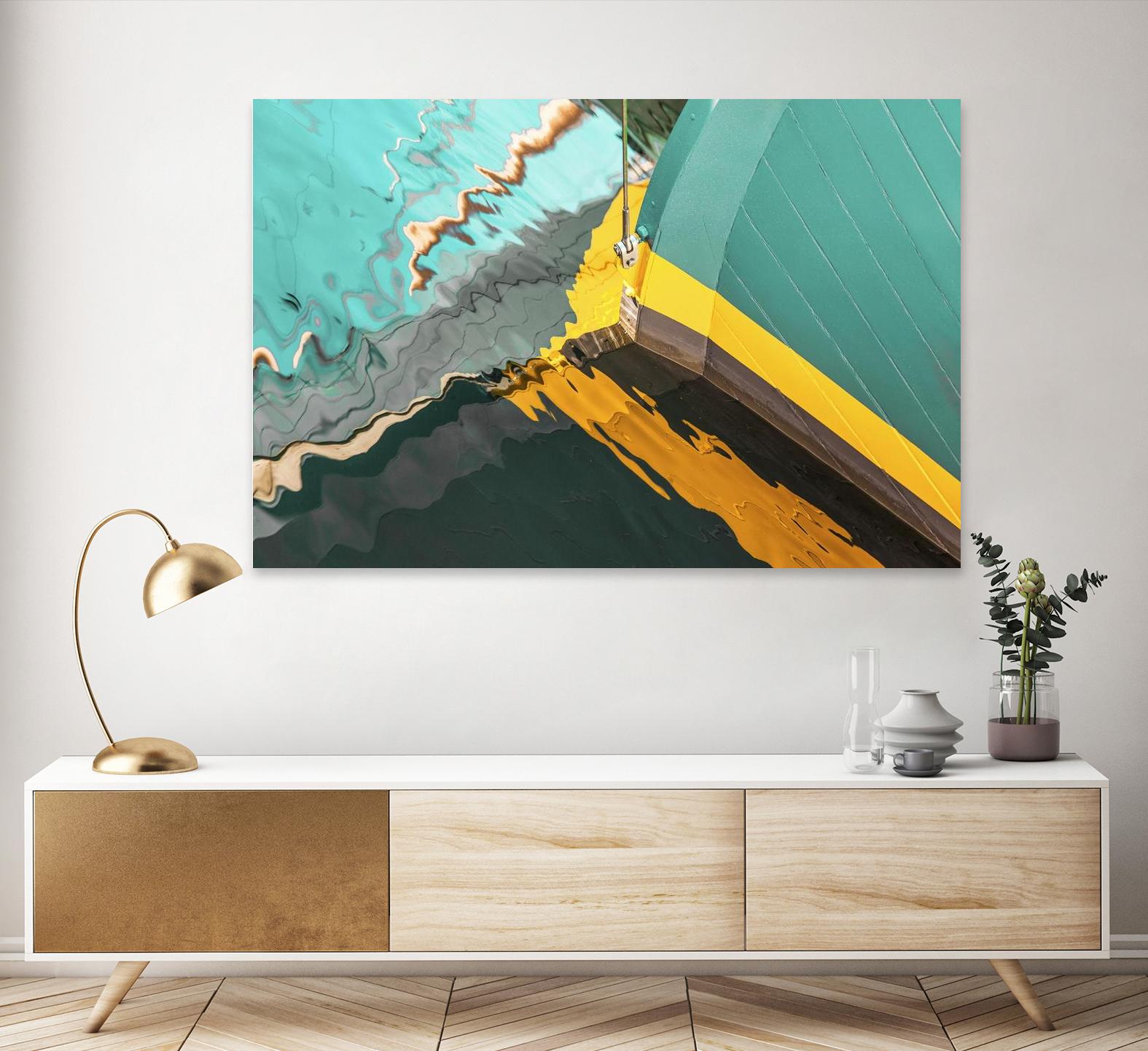Teal Reflections I by Melissa McClain on GIANT ART - yellow photo art