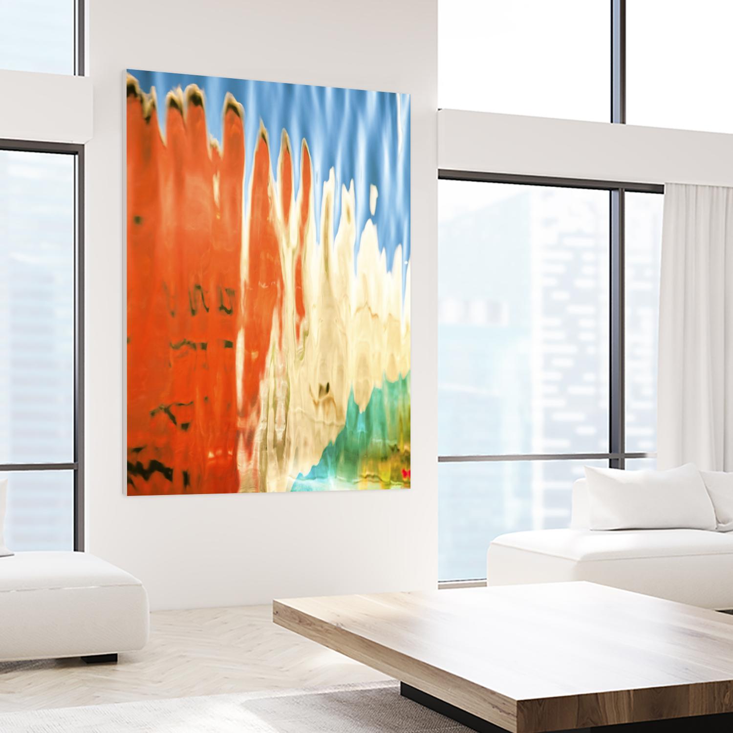 Boats in Reflection by Melissa McClain on GIANT ART - orange abstract