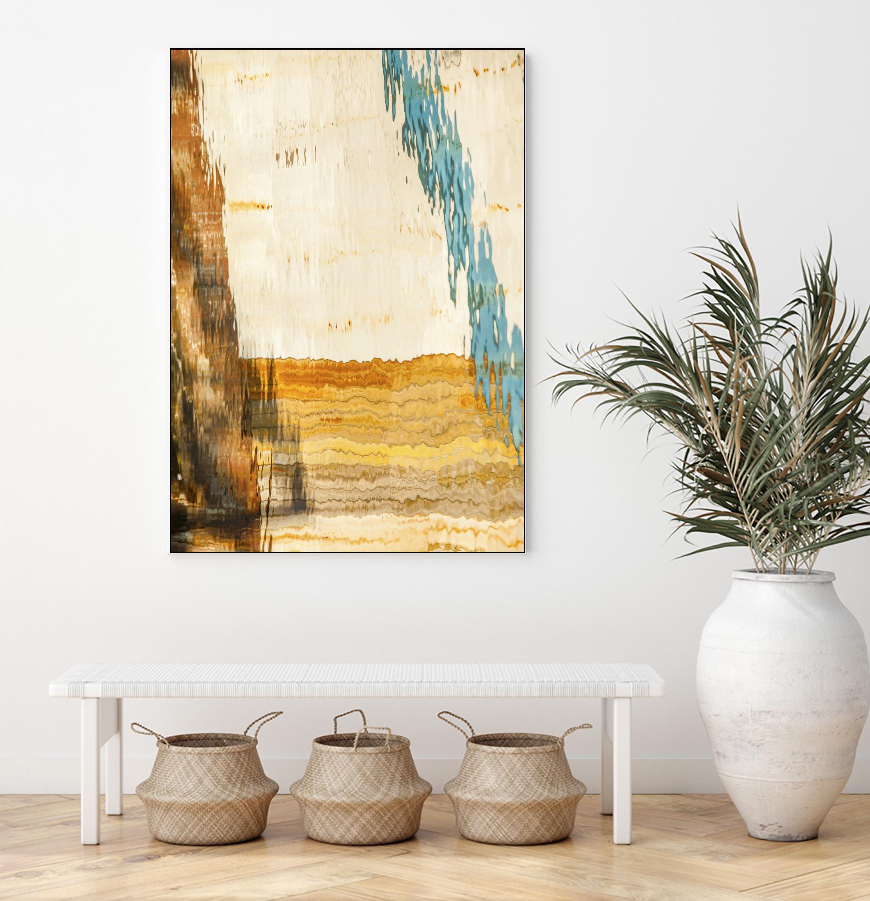 Teal Line by Melissa McClain on GIANT ART - beige abstract