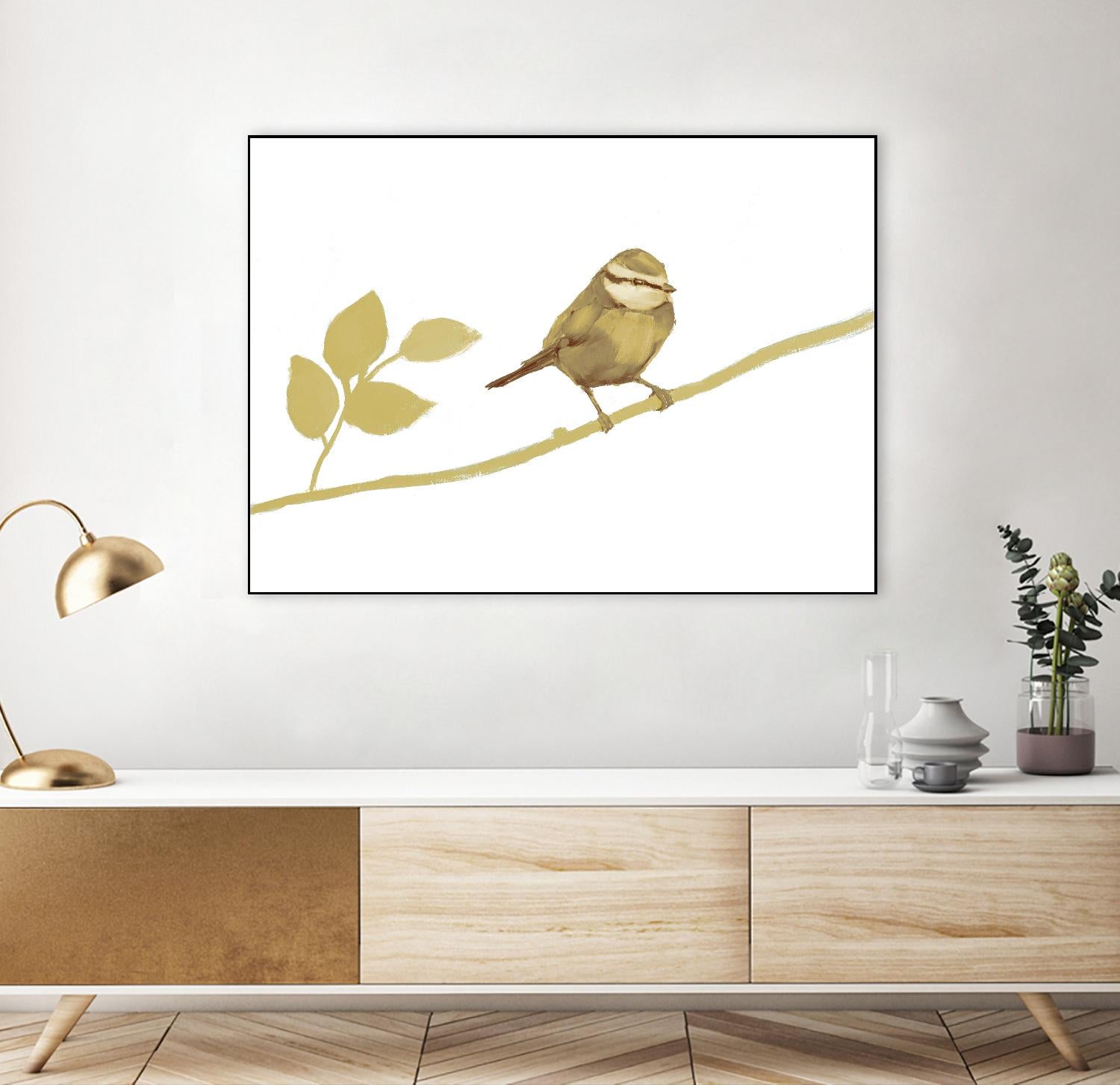 Feathered Friends I V2 by Stacey D'Aguiar on GIANT ART - yellows birds