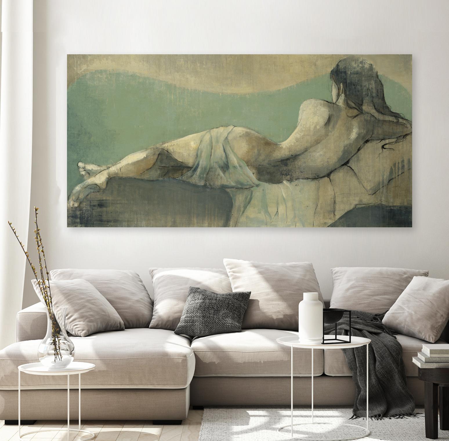 Lazy Afternoon by Liz Jardine on GIANT ART - greens, browns figurative