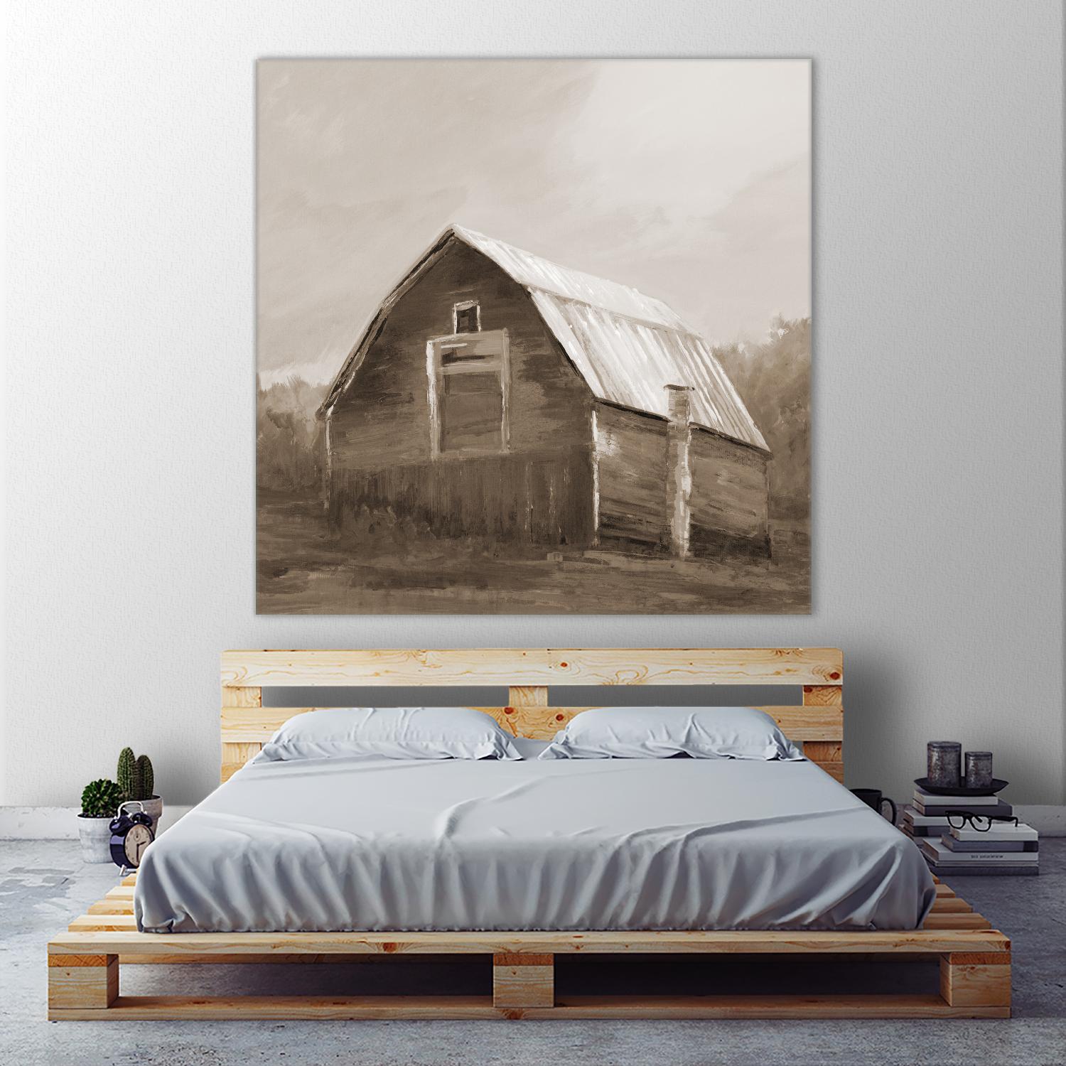 Red Barn by Liz Jardine on GIANT ART - blues, browns scenic