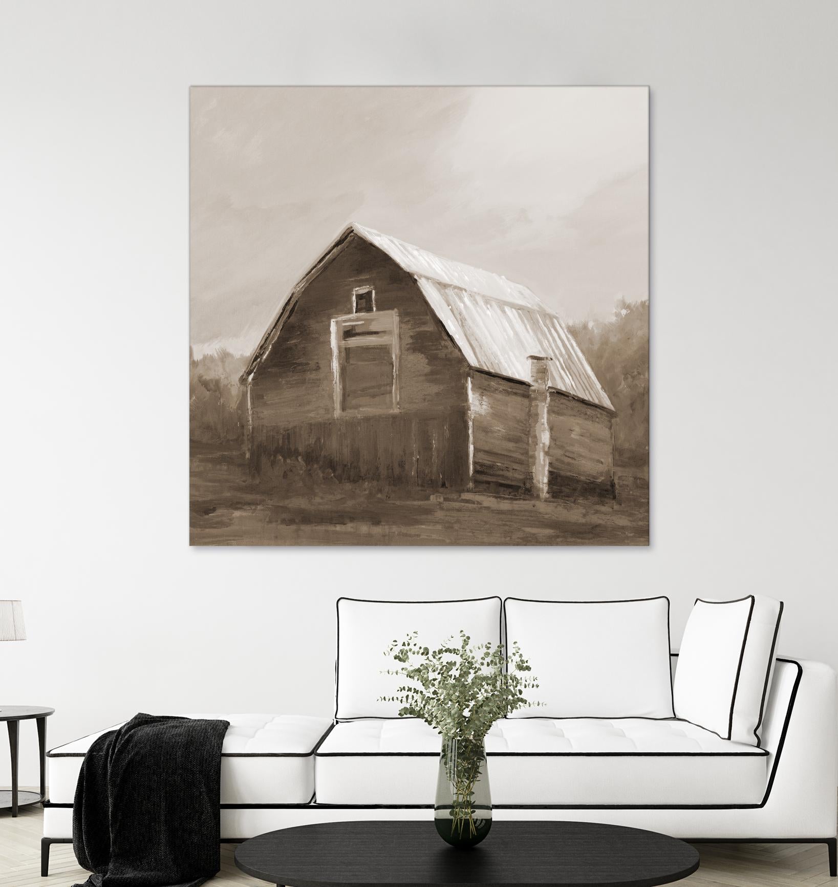 Red Barn by Liz Jardine on GIANT ART - blues, browns scenic