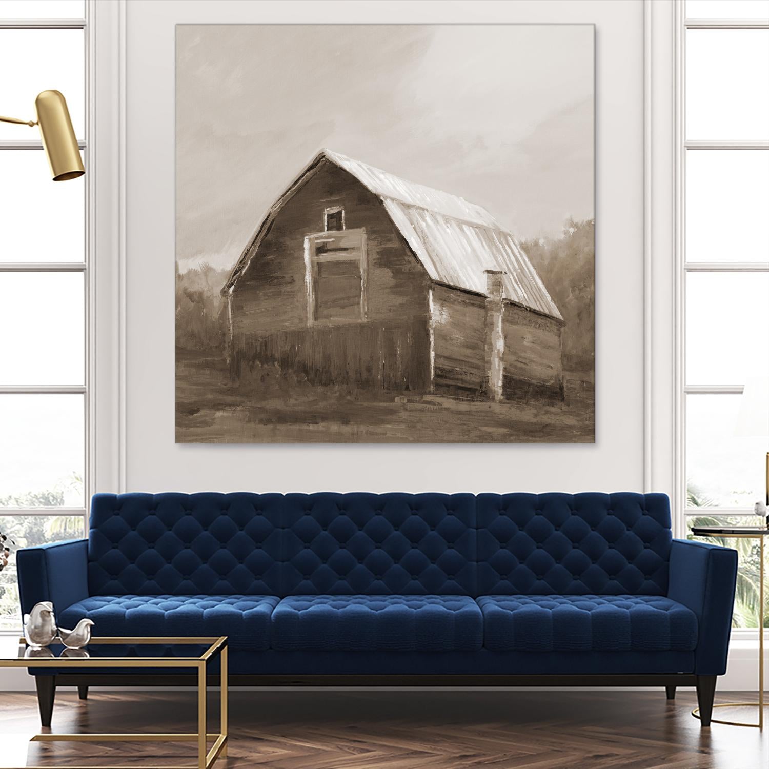 Red Barn by Liz Jardine on GIANT ART - blues, browns scenic