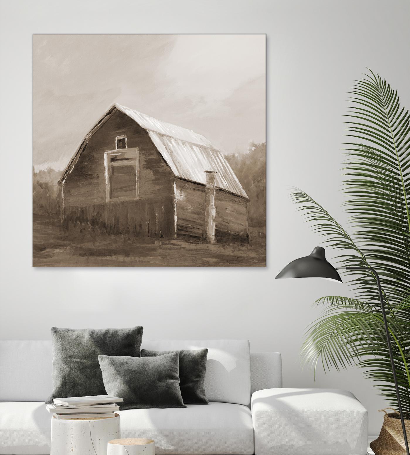 Red Barn by Liz Jardine on GIANT ART - blues, browns scenic