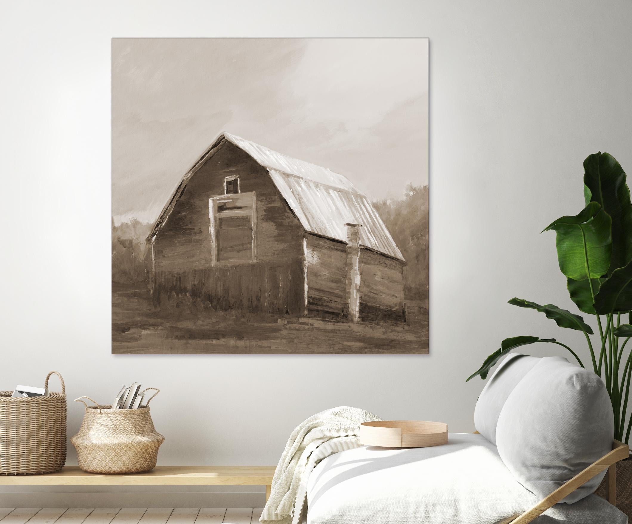 Red Barn by Liz Jardine on GIANT ART - blues, browns scenic