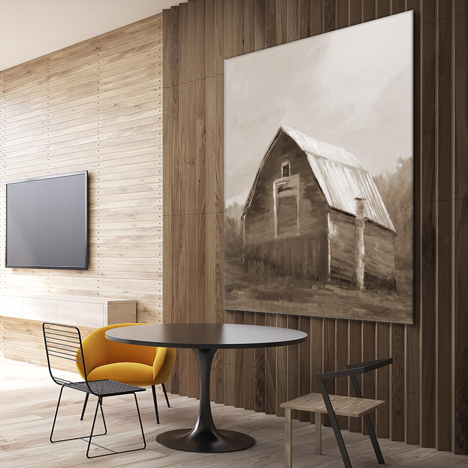 Red Barn by Liz Jardine on GIANT ART - blues, browns scenic