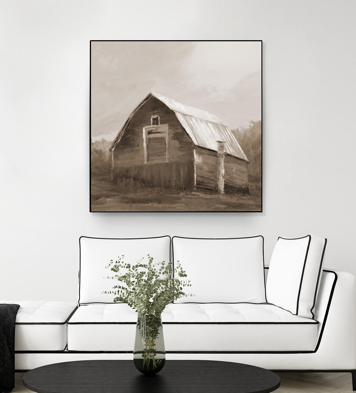 Red Barn by Liz Jardine on GIANT ART - blues, browns scenic