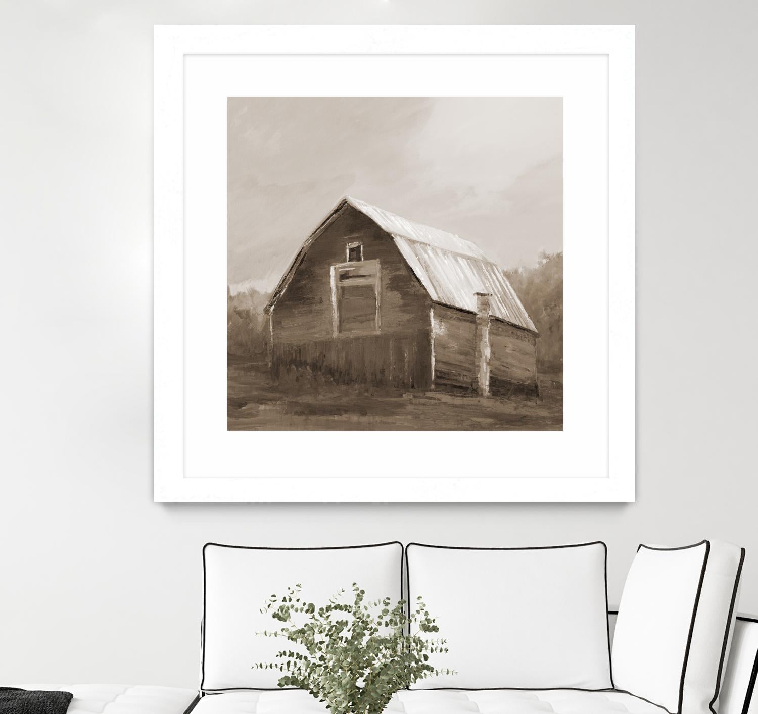 Red Barn by Liz Jardine on GIANT ART - blues, browns scenic