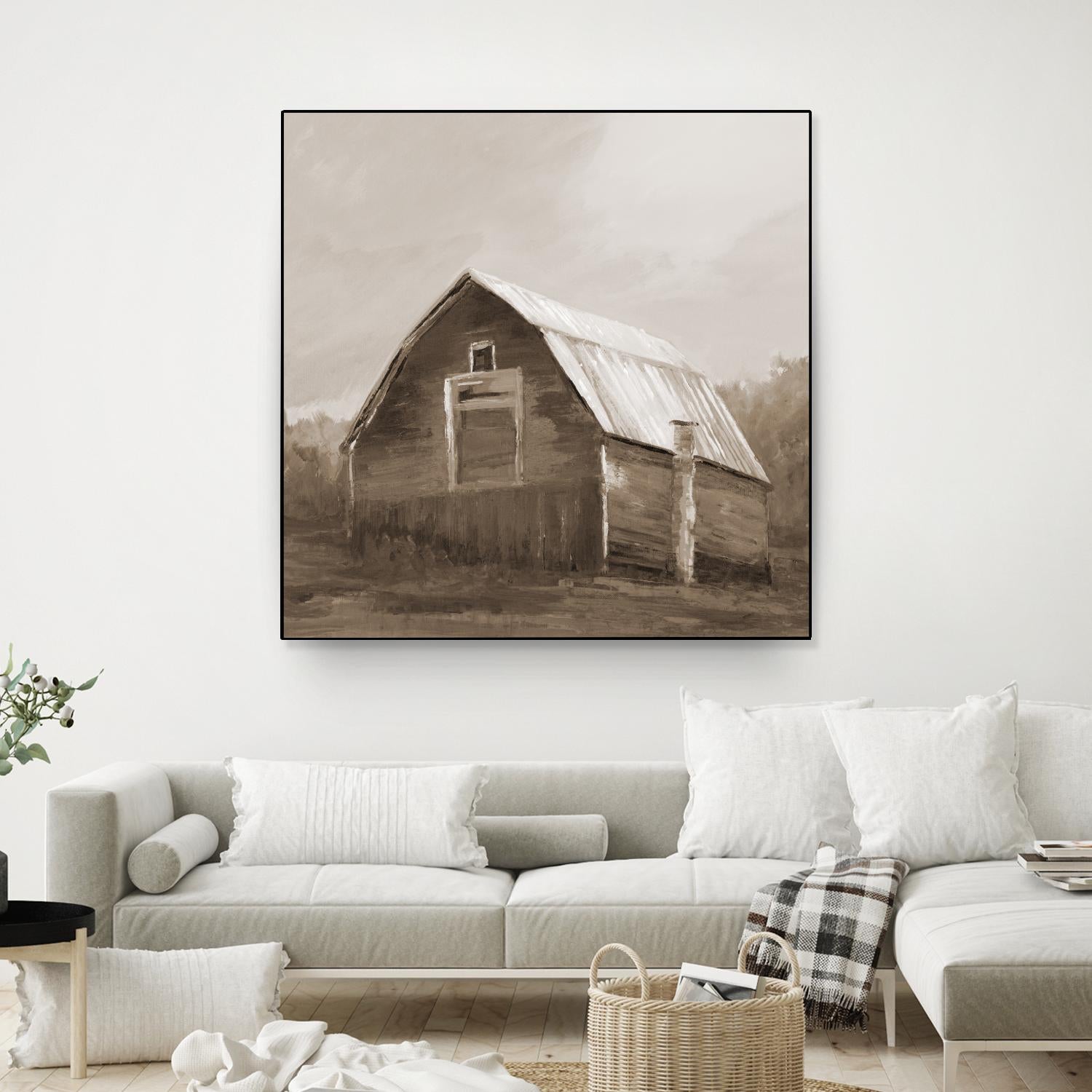 Red Barn by Liz Jardine on GIANT ART - blues, browns scenic