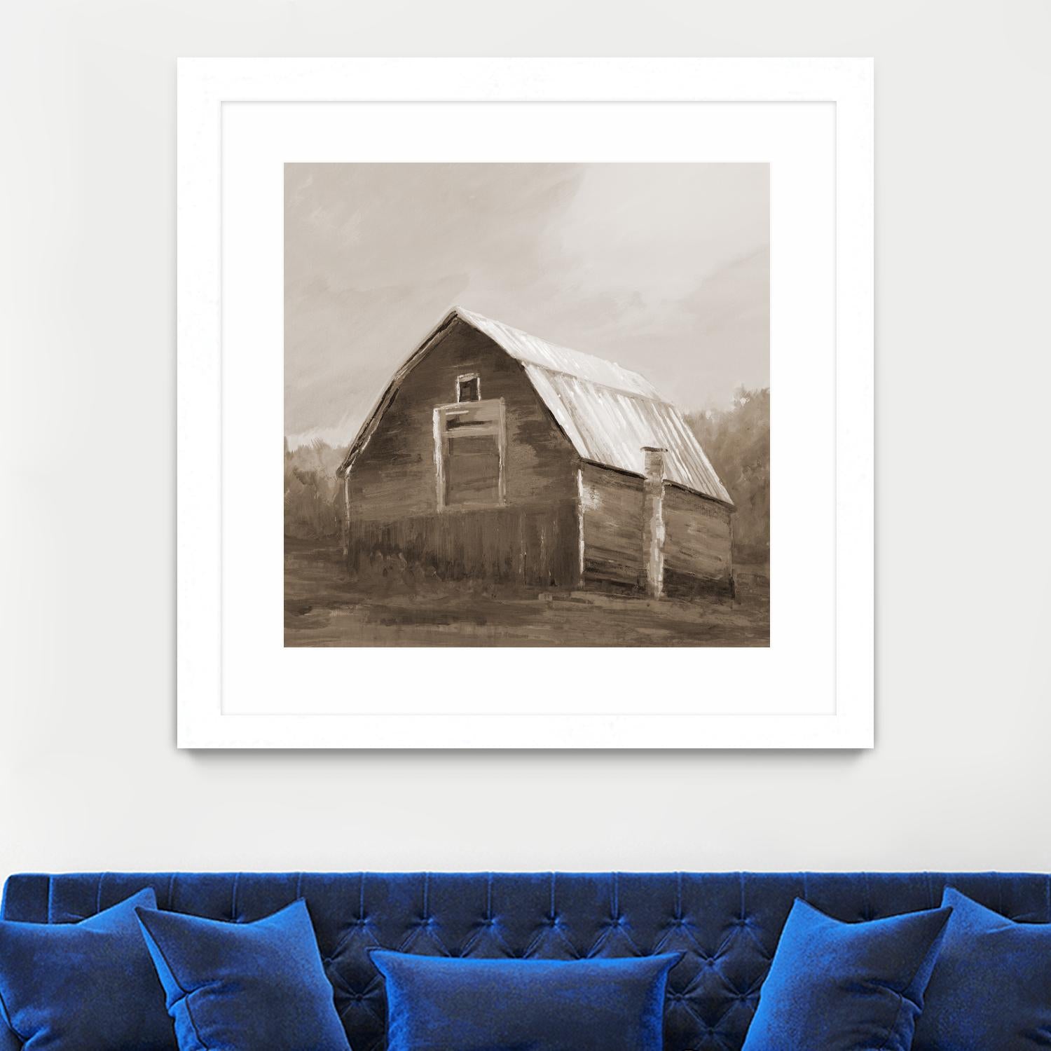 Red Barn by Liz Jardine on GIANT ART - blues, browns scenic