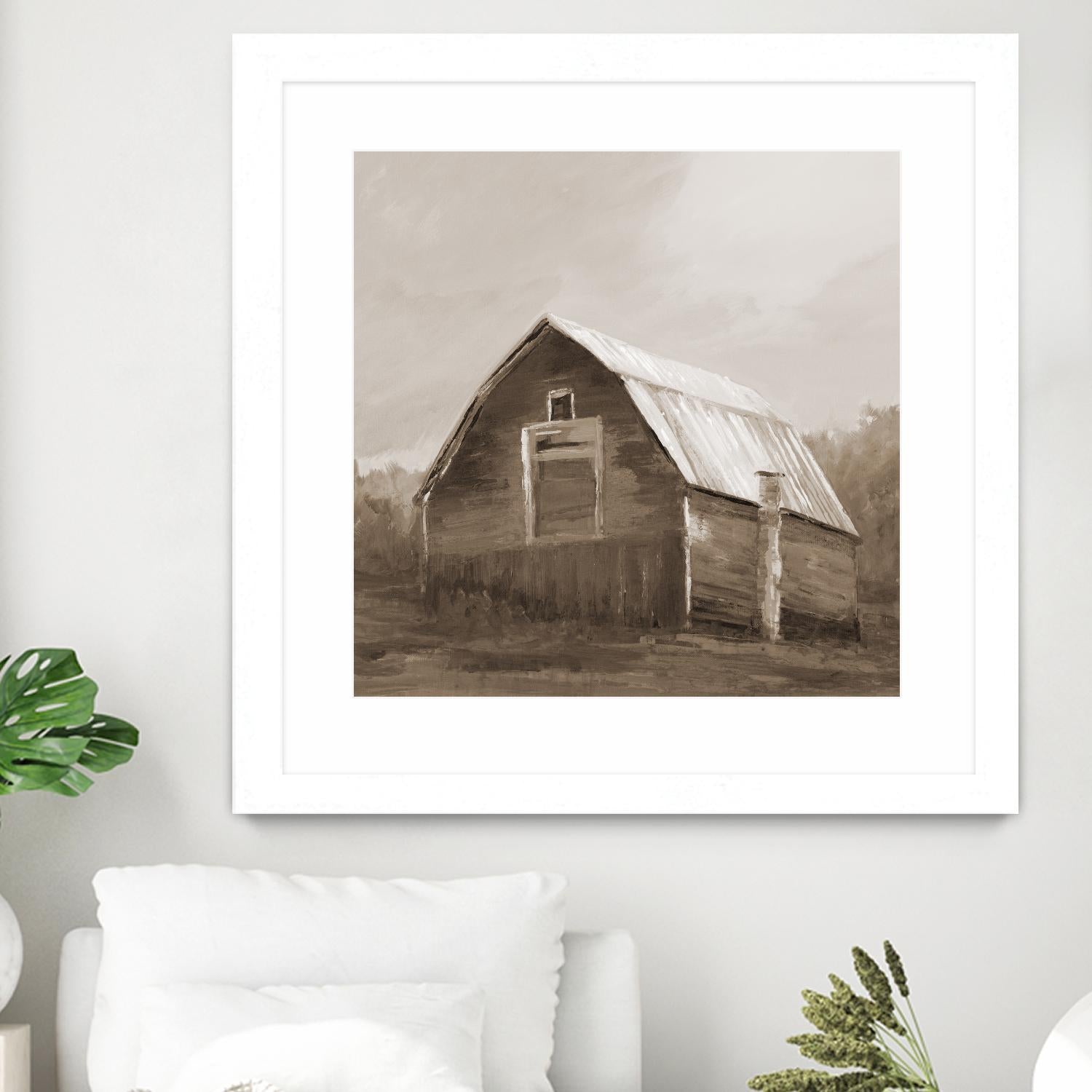 Red Barn by Liz Jardine on GIANT ART - blues, browns scenic