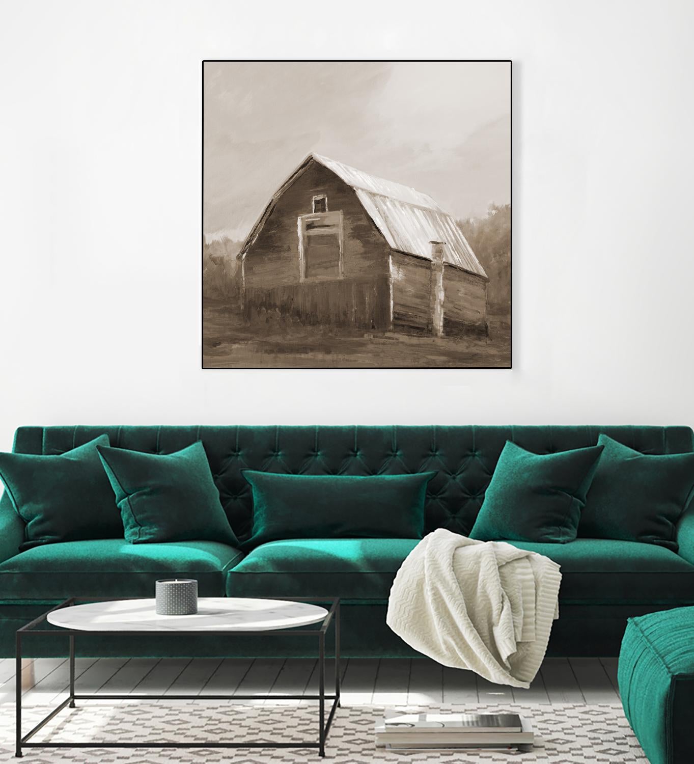 Red Barn by Liz Jardine on GIANT ART - blues, browns scenic