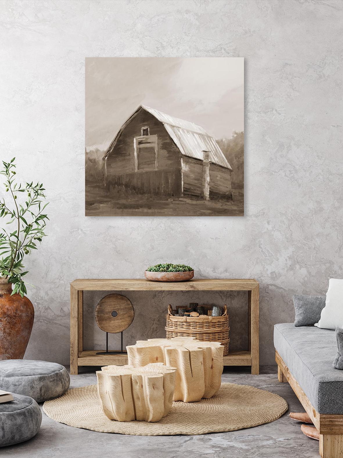 Red Barn by Liz Jardine on GIANT ART - blues, browns scenic