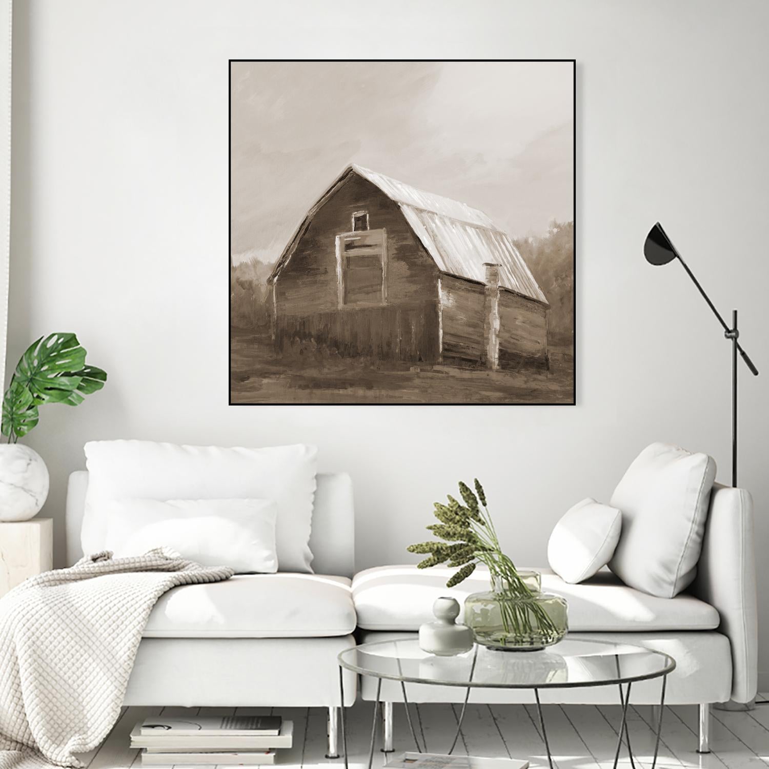 Red Barn by Liz Jardine on GIANT ART - blues, browns scenic