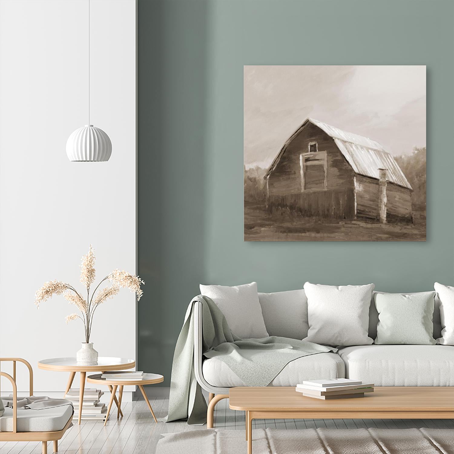 Red Barn by Liz Jardine on GIANT ART - blues, browns scenic