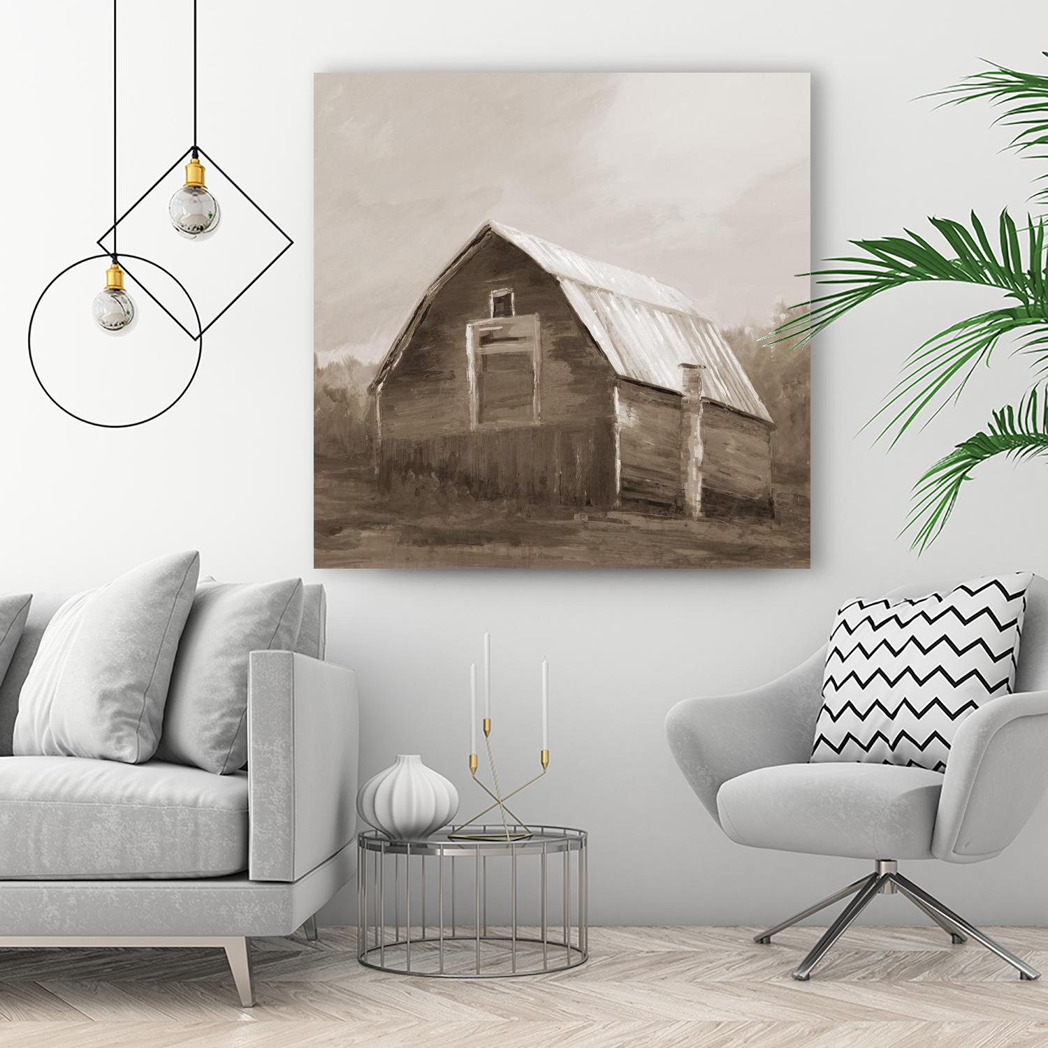 Red Barn by Liz Jardine on GIANT ART - blues, browns scenic