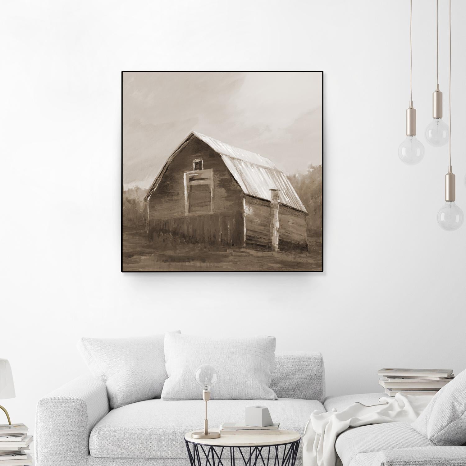 Red Barn by Liz Jardine on GIANT ART - blues, browns scenic