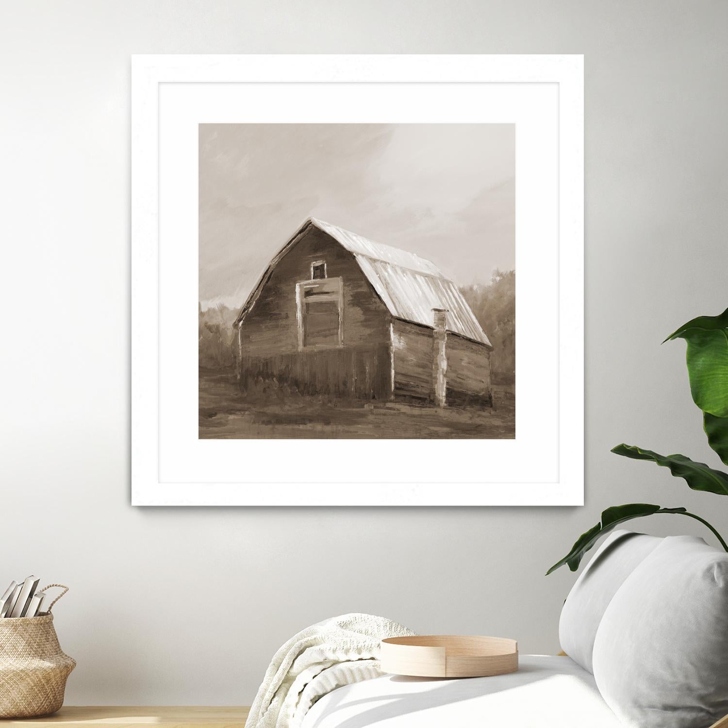 Red Barn by Liz Jardine on GIANT ART - blues, browns scenic