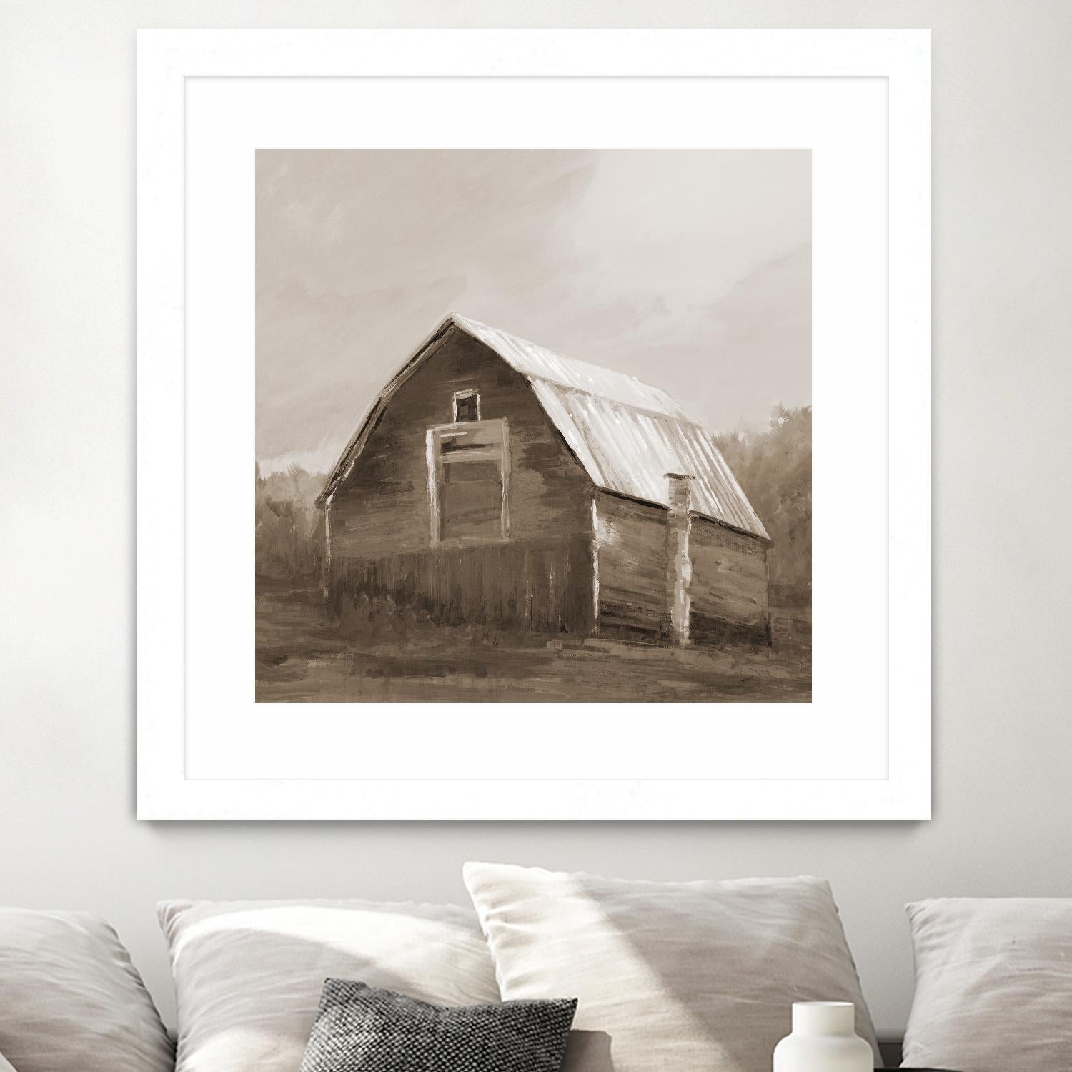 Red Barn by Liz Jardine on GIANT ART - blues, browns scenic