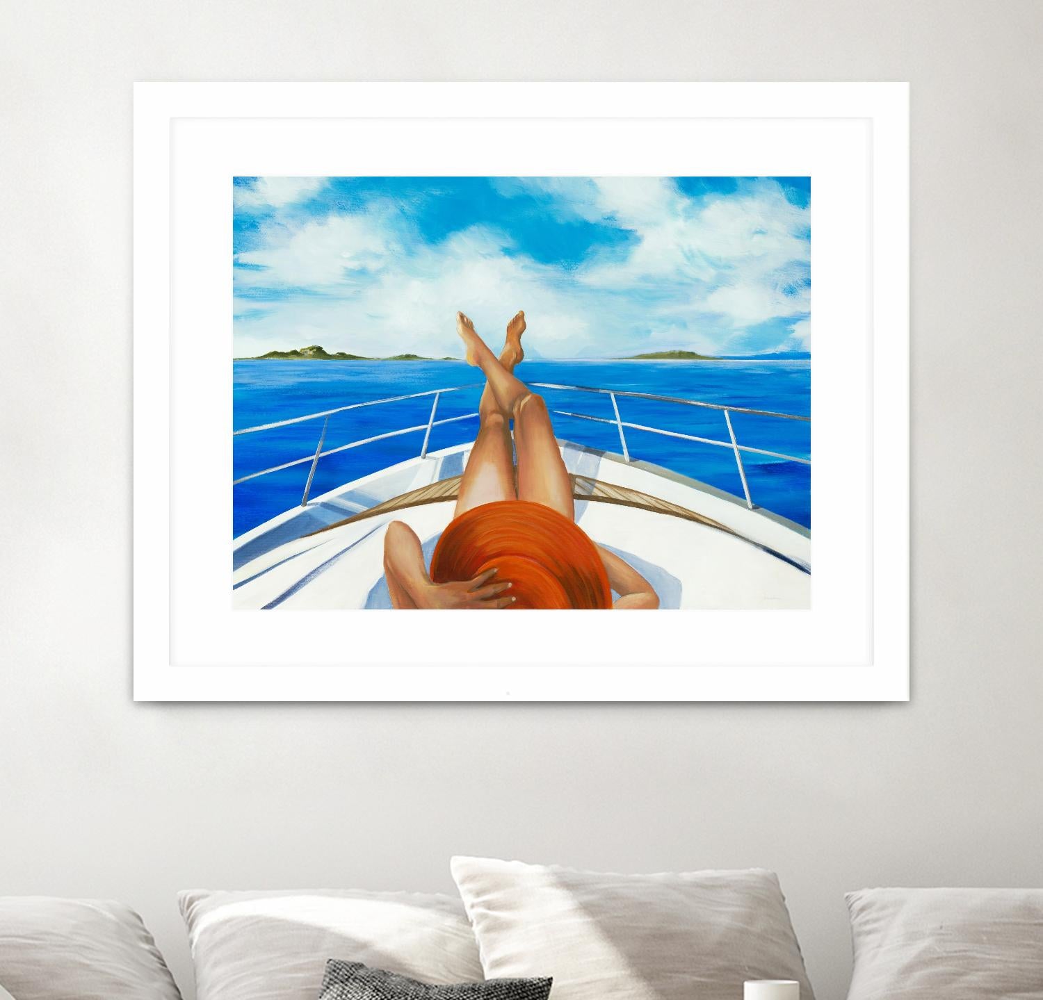 Off The Catalina Coast by Liz Jardine on GIANT ART - orange figurative sailboat