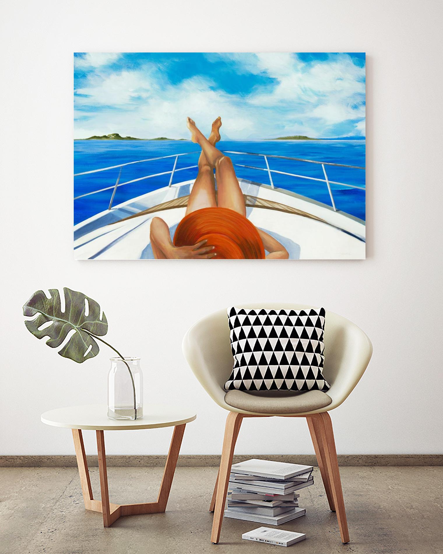 Off The Catalina Coast by Liz Jardine on GIANT ART - orange figurative sailboat