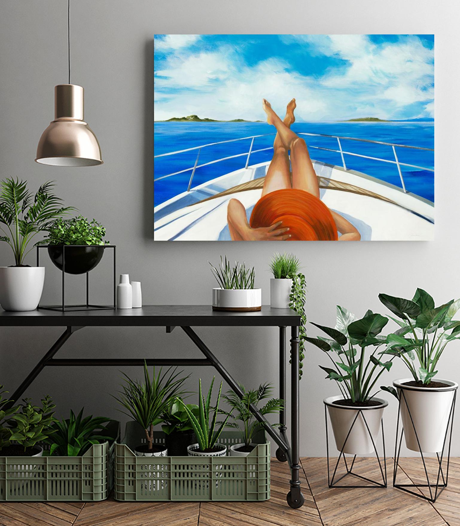 Off The Catalina Coast by Liz Jardine on GIANT ART - orange figurative sailboat