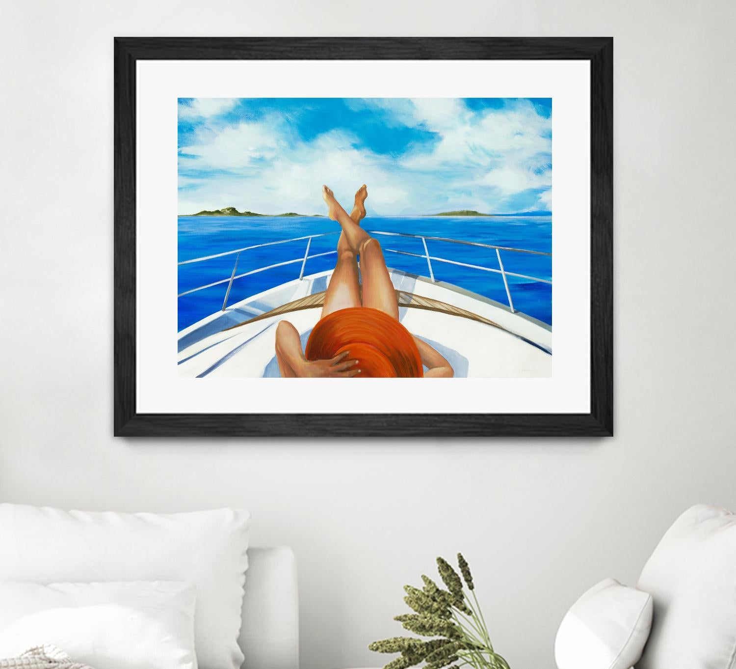 Off The Catalina Coast by Liz Jardine on GIANT ART - orange figurative sailboat