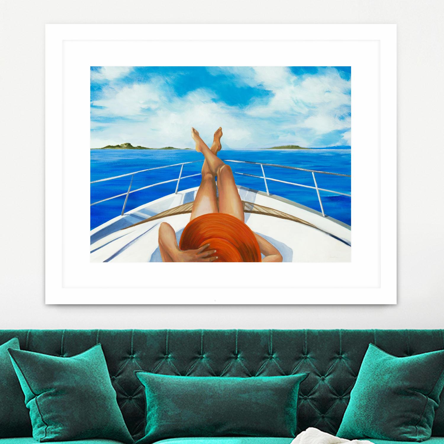 Off The Catalina Coast by Liz Jardine on GIANT ART - orange figurative sailboat