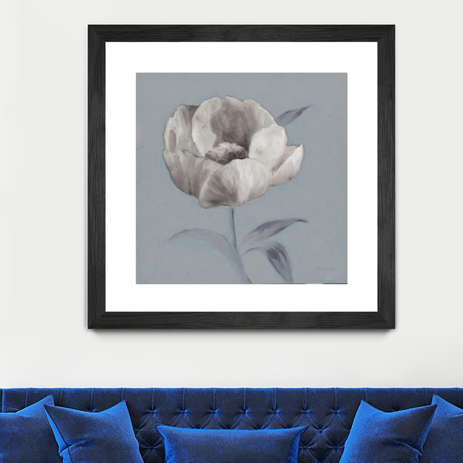 FLORAL SYMPOSIUM I by JUIANNE MARCOUX on GIANT ART - blue floral floral