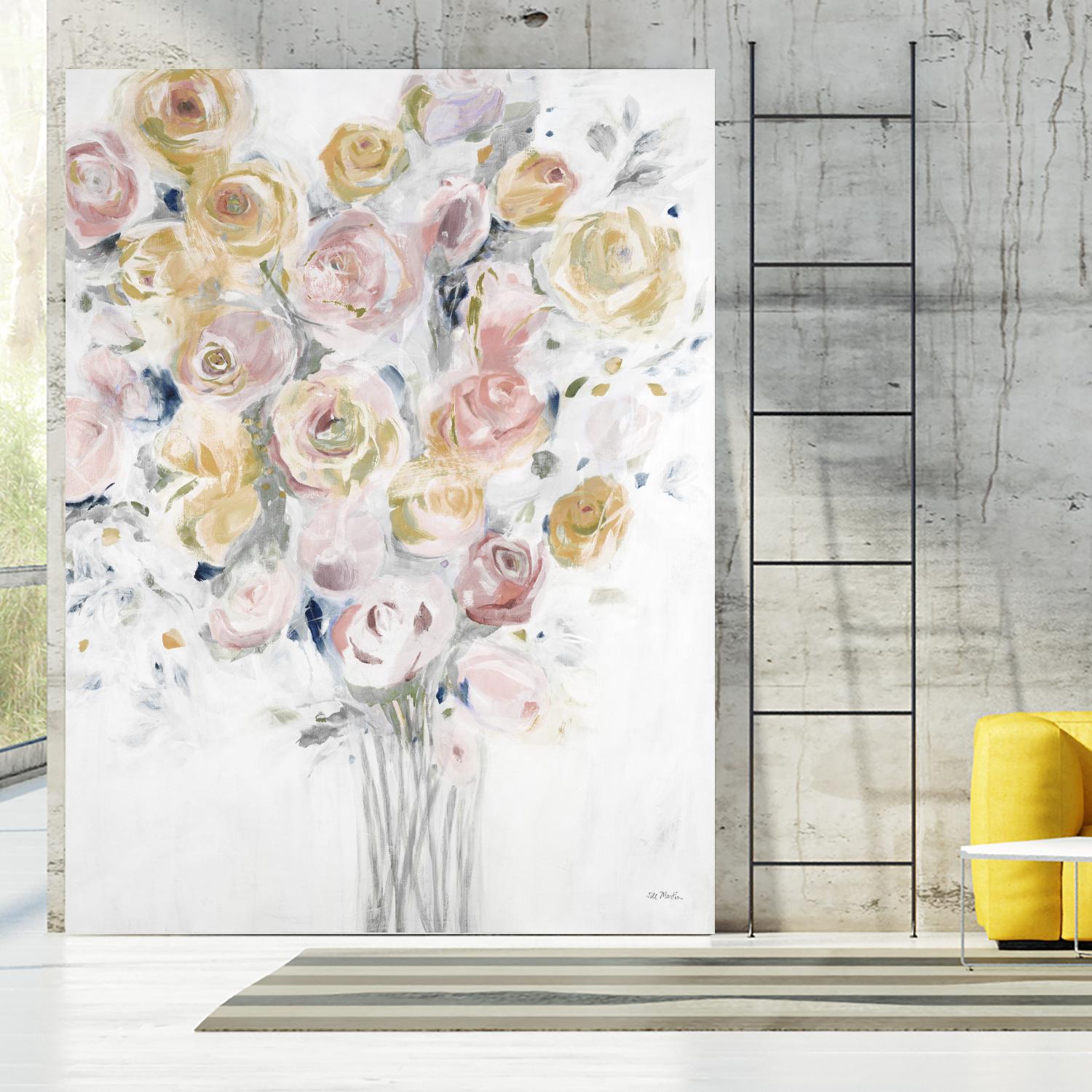 Cantata by Jill Martin on GIANT ART - pinks, oranges florals, botanicals