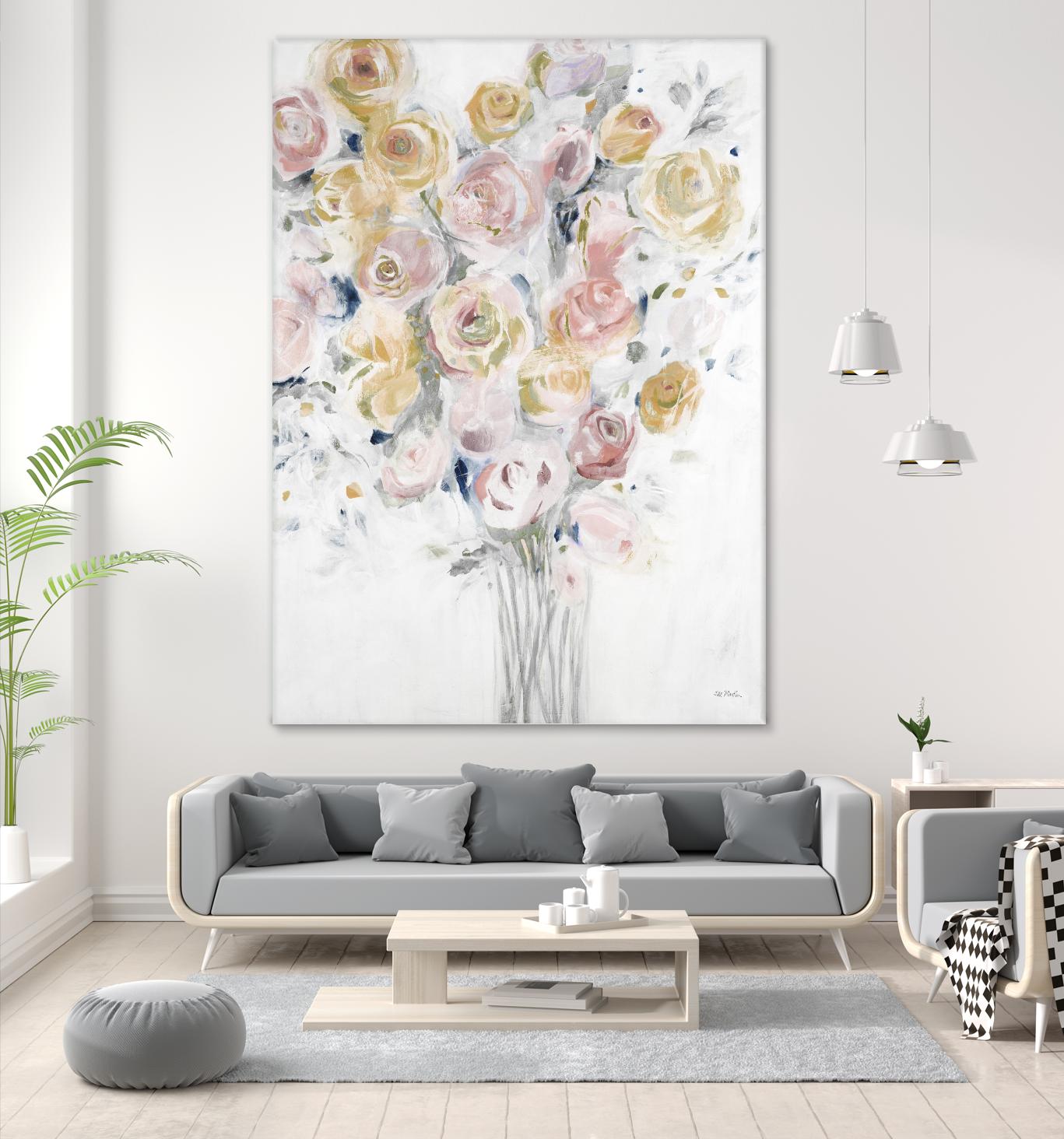 Cantata by Jill Martin on GIANT ART - pinks, oranges florals, botanicals